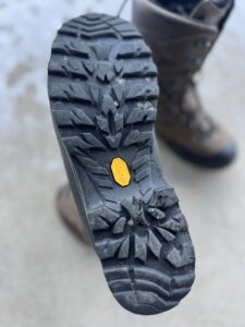 Black sole of a pair of boots.